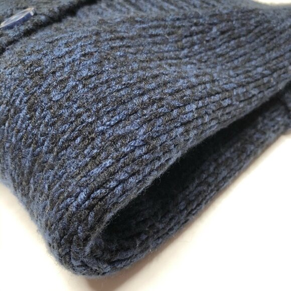 Joe FRESH Deep Navy Chunky Knit Pocket Long Buttonup Grampa Cardigan Sweater - Picture 10 of 14